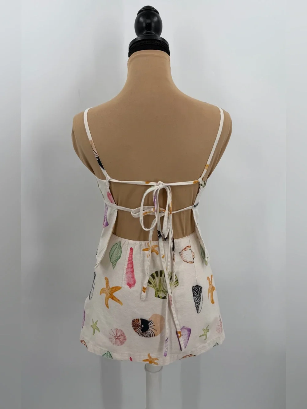 Seashell print matching set linen look XS S Coastal euro summer vacation resort